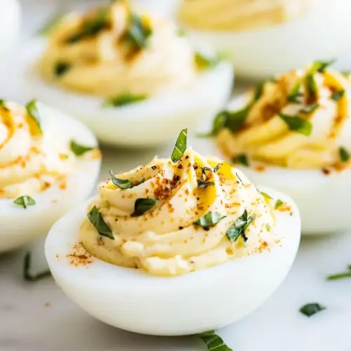 Italian Deviled Eggs with Garlic and Basil
