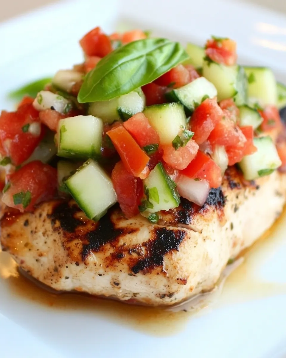 Italian Grilled Chicken with Cucumber Bruschetta