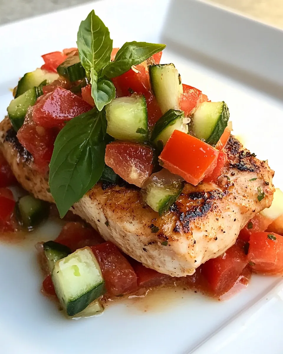 Italian Grilled Chicken with Cucumber Bruschetta