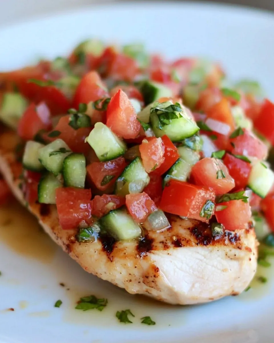 Italian Grilled Chicken with Cucumber Bruschetta