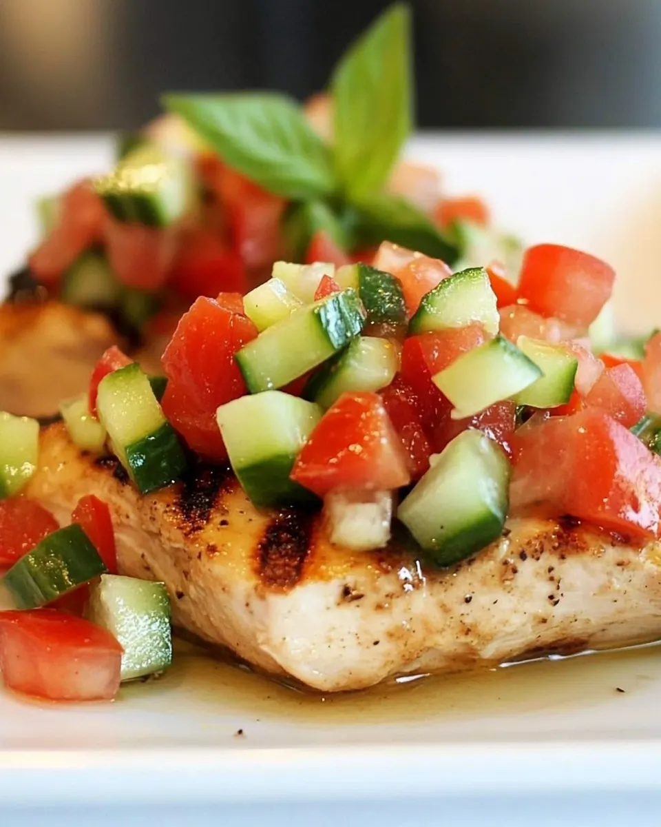 Italian Grilled Chicken with Cucumber Bruschetta