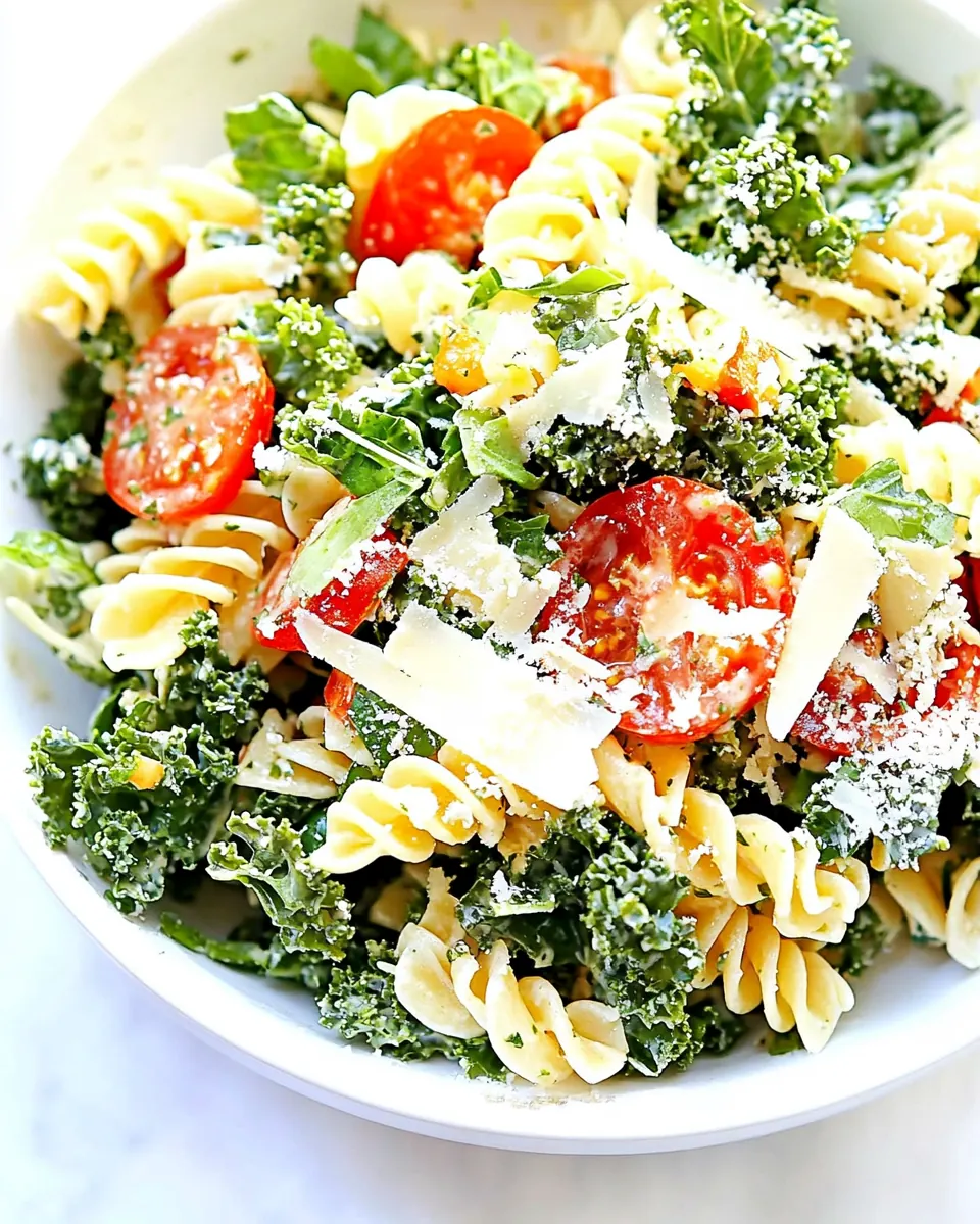 Kale Caesar Pasta Salad