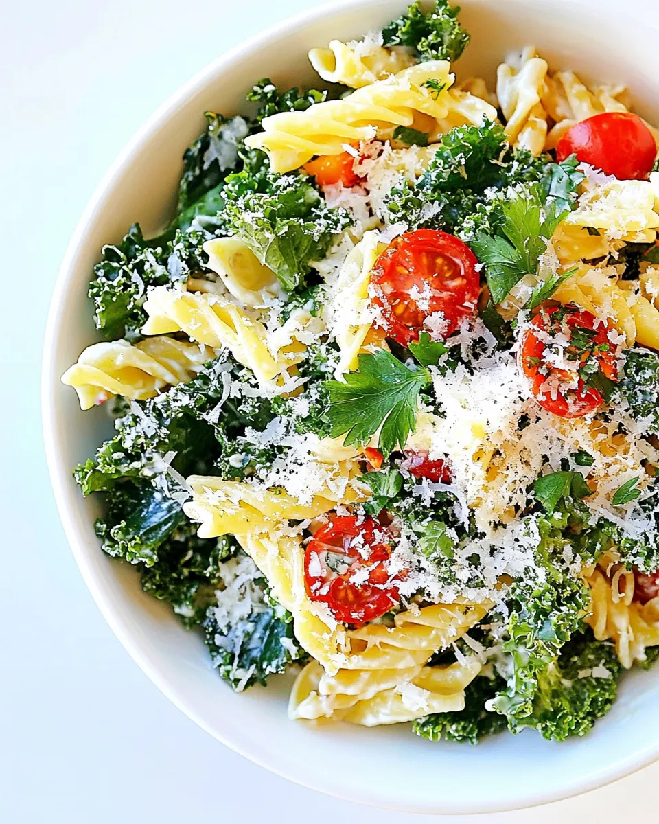 Kale Caesar Pasta Salad