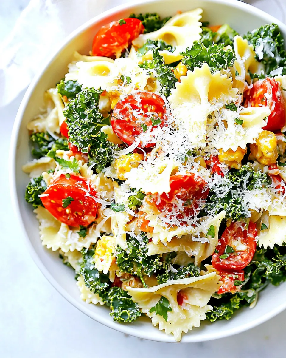 Kale Caesar Pasta Salad