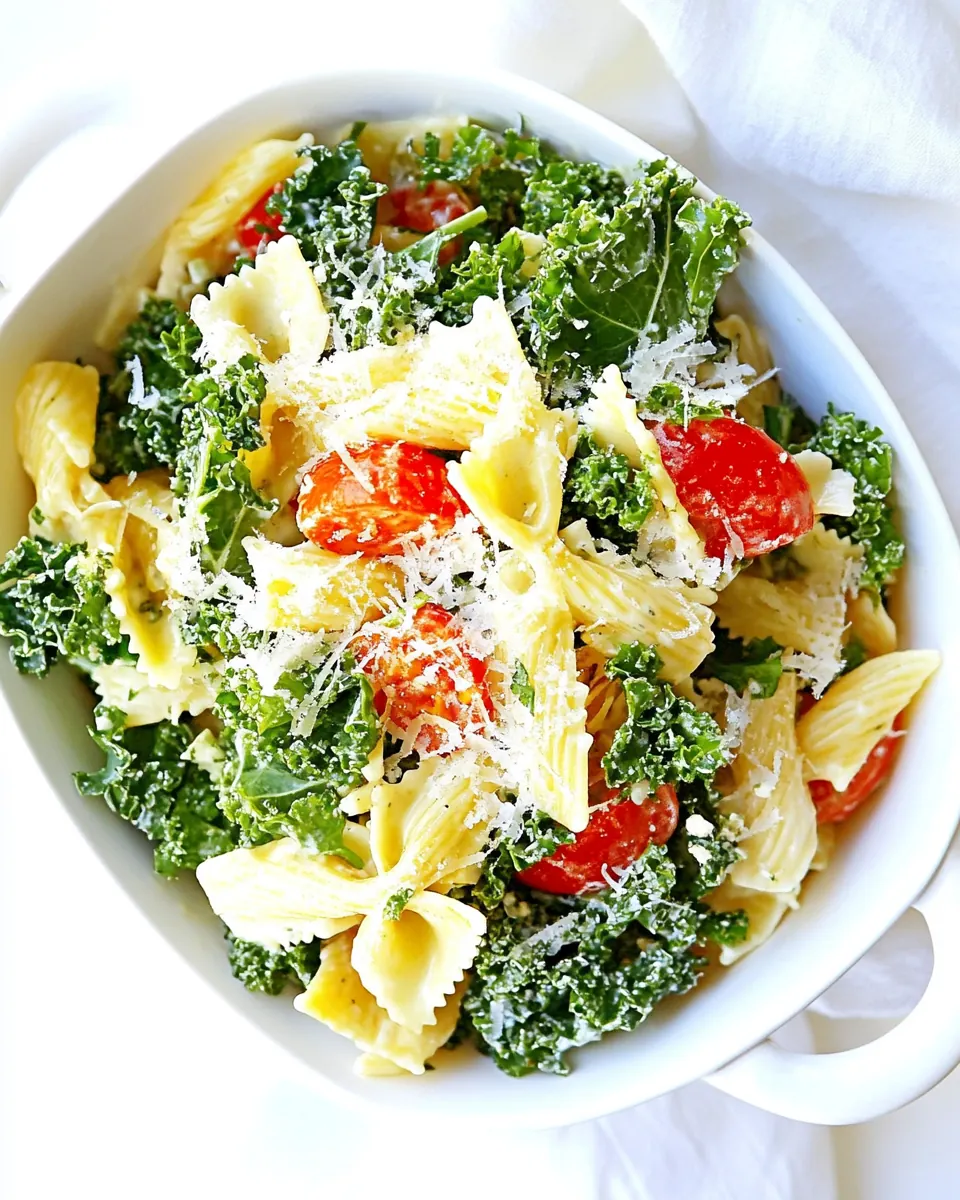 Kale Caesar Pasta Salad
