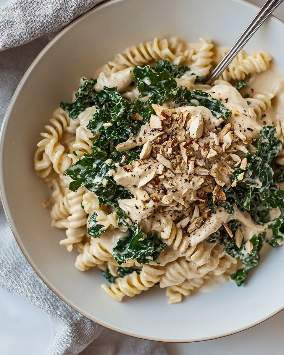 Kale Pasta with Sunflower Cream Sauce