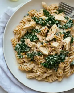 Kale Pasta with Sunflower Cream Sauce