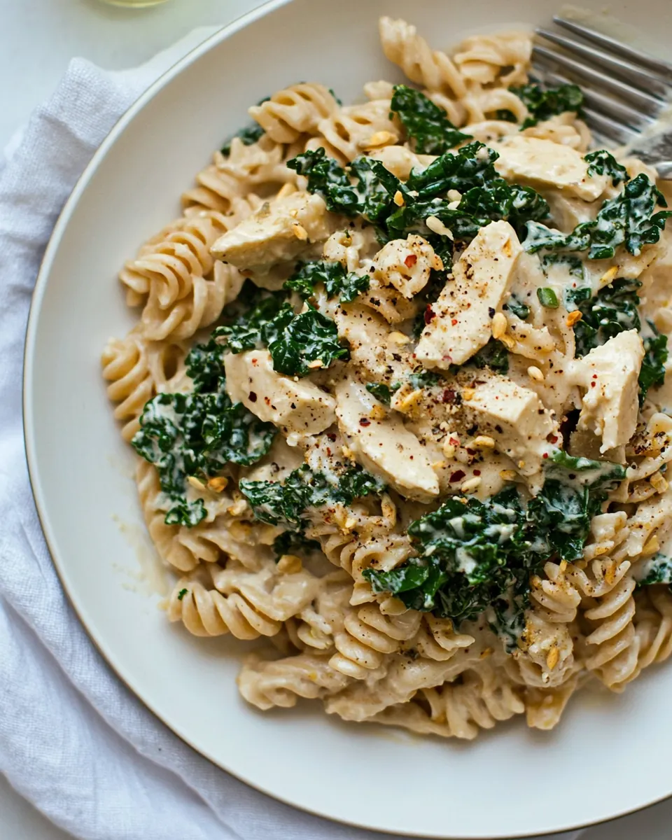 Kale Pasta with Sunflower Cream Sauce