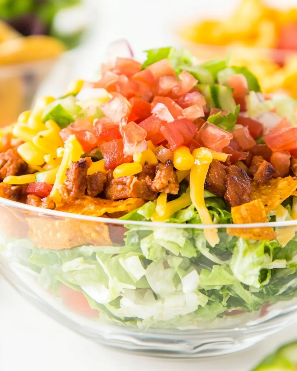 Layered Loaded Chicken Taco Salad