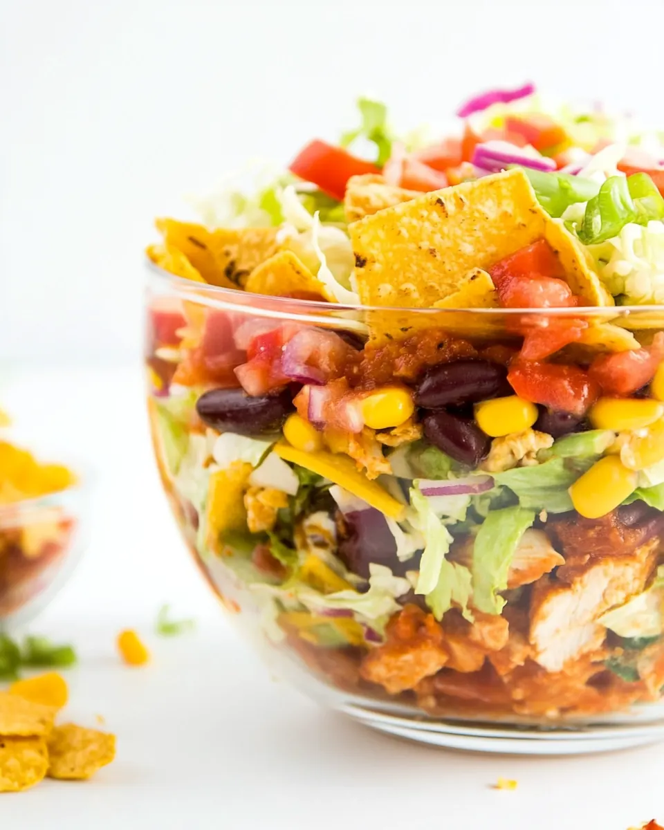 Layered Loaded Chicken Taco Salad
