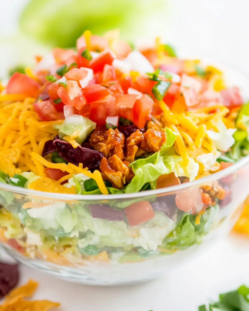 Layered Loaded Chicken Taco Salad