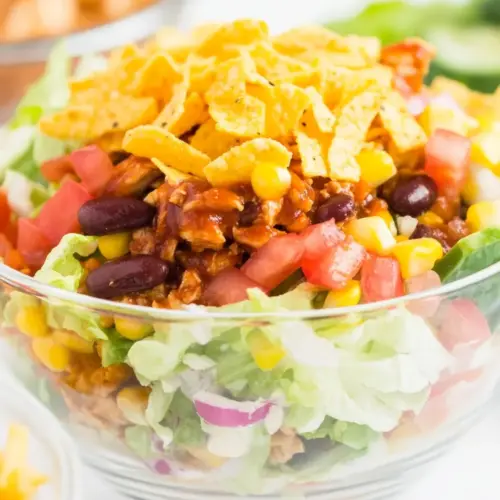 Layered Loaded Chicken Taco Salad