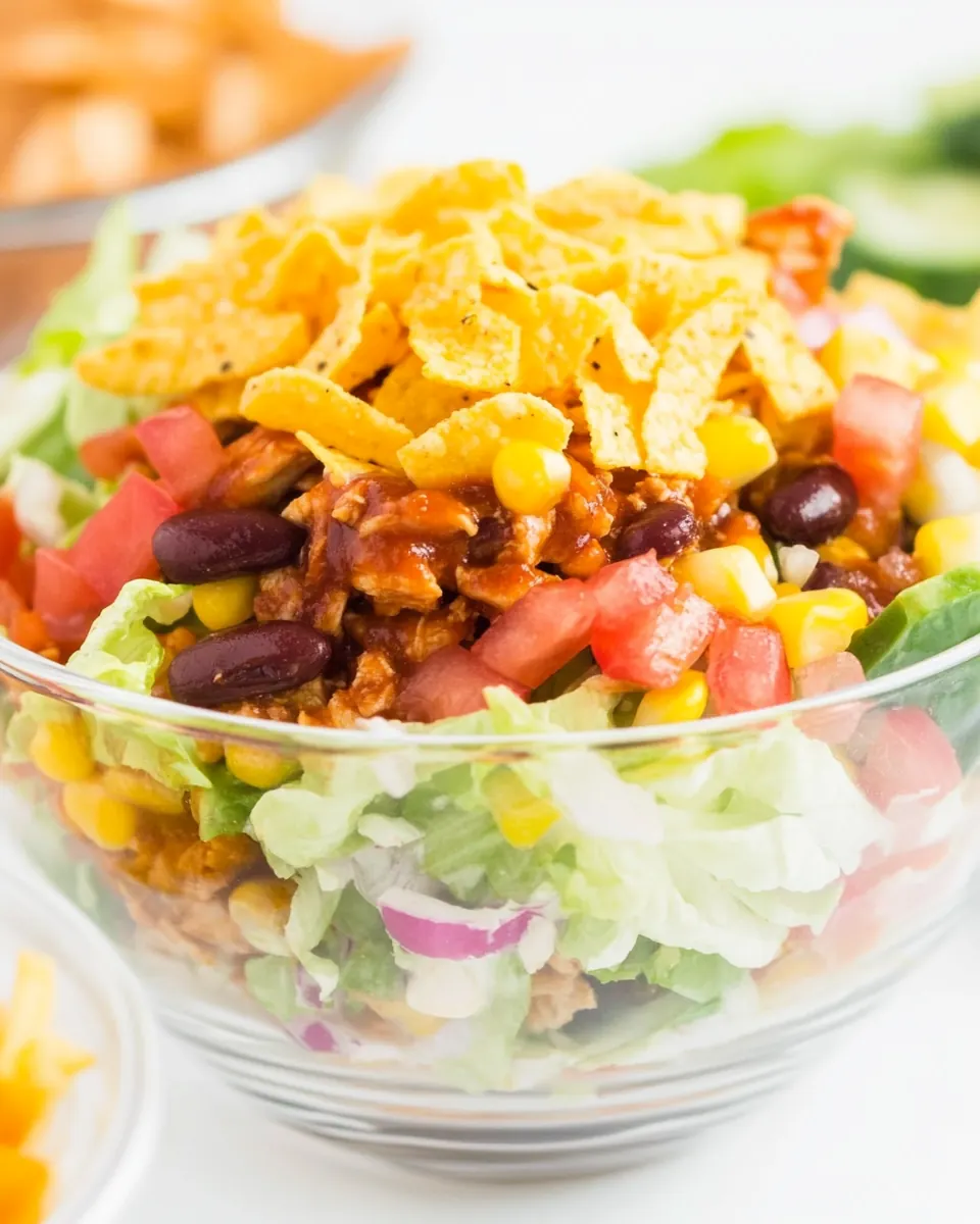 Layered Loaded Chicken Taco Salad