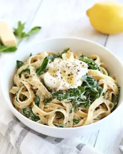 Lemon Arugula Pasta with Burrata