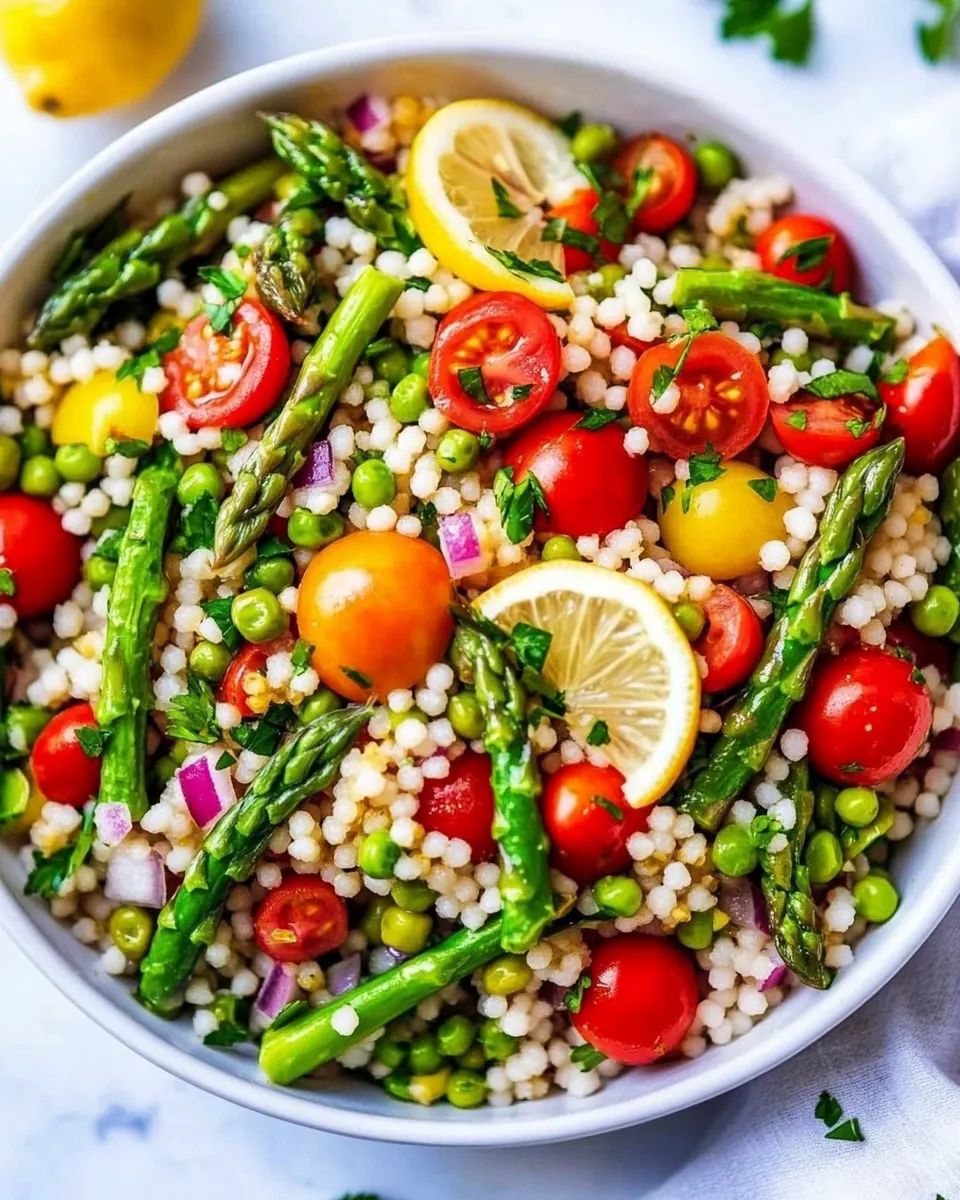 Lemon Asparagus Couscous Salad with Tomatoes