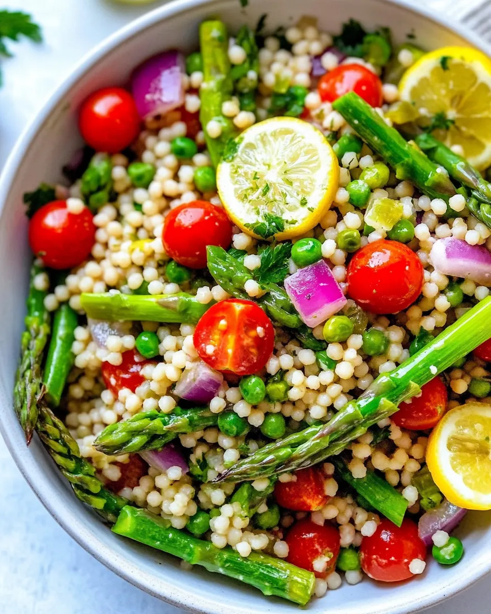 Lemon Asparagus Couscous Salad with Tomatoes