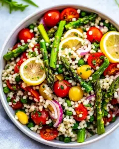 Lemon Asparagus Couscous Salad with Tomatoes