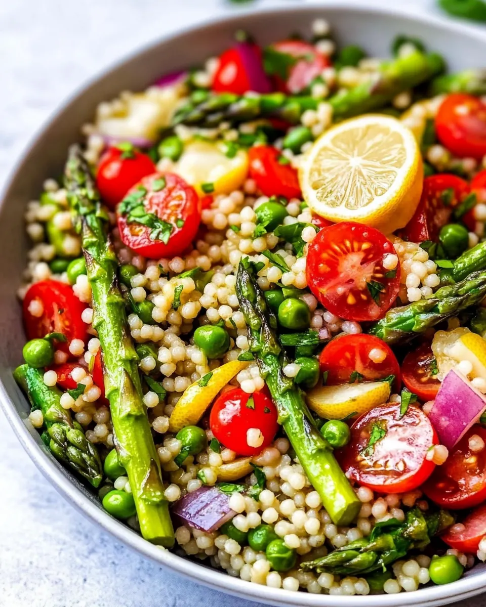 Lemon Asparagus Couscous Salad with Tomatoes