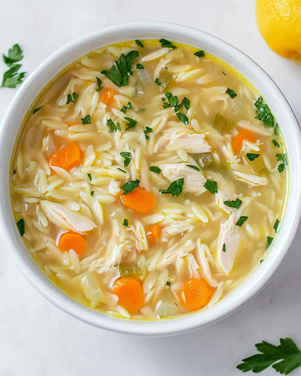 Lemon Chicken Orzo Soup