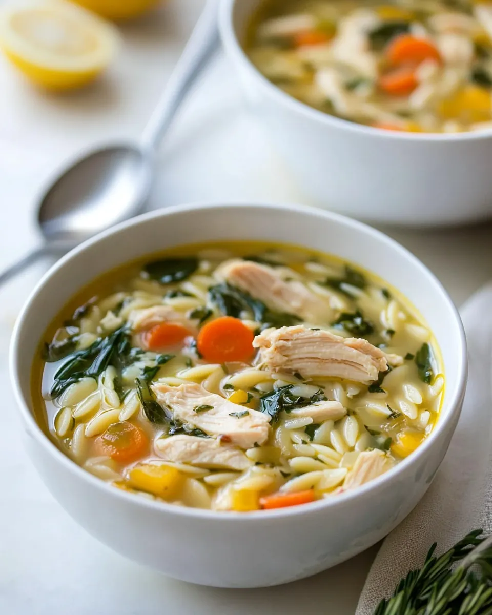 Lemon Chicken Orzo Soup