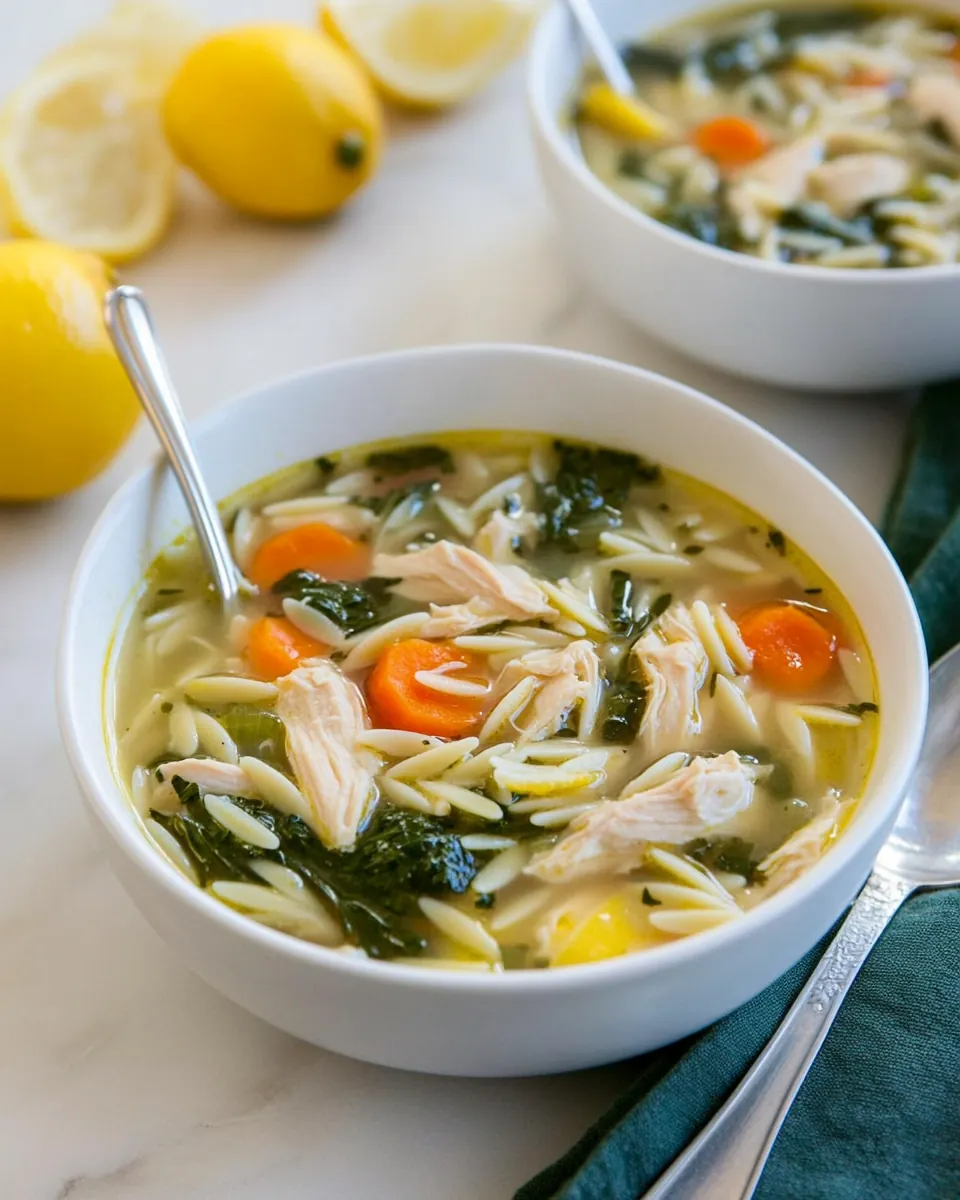 Lemon Chicken Orzo Soup