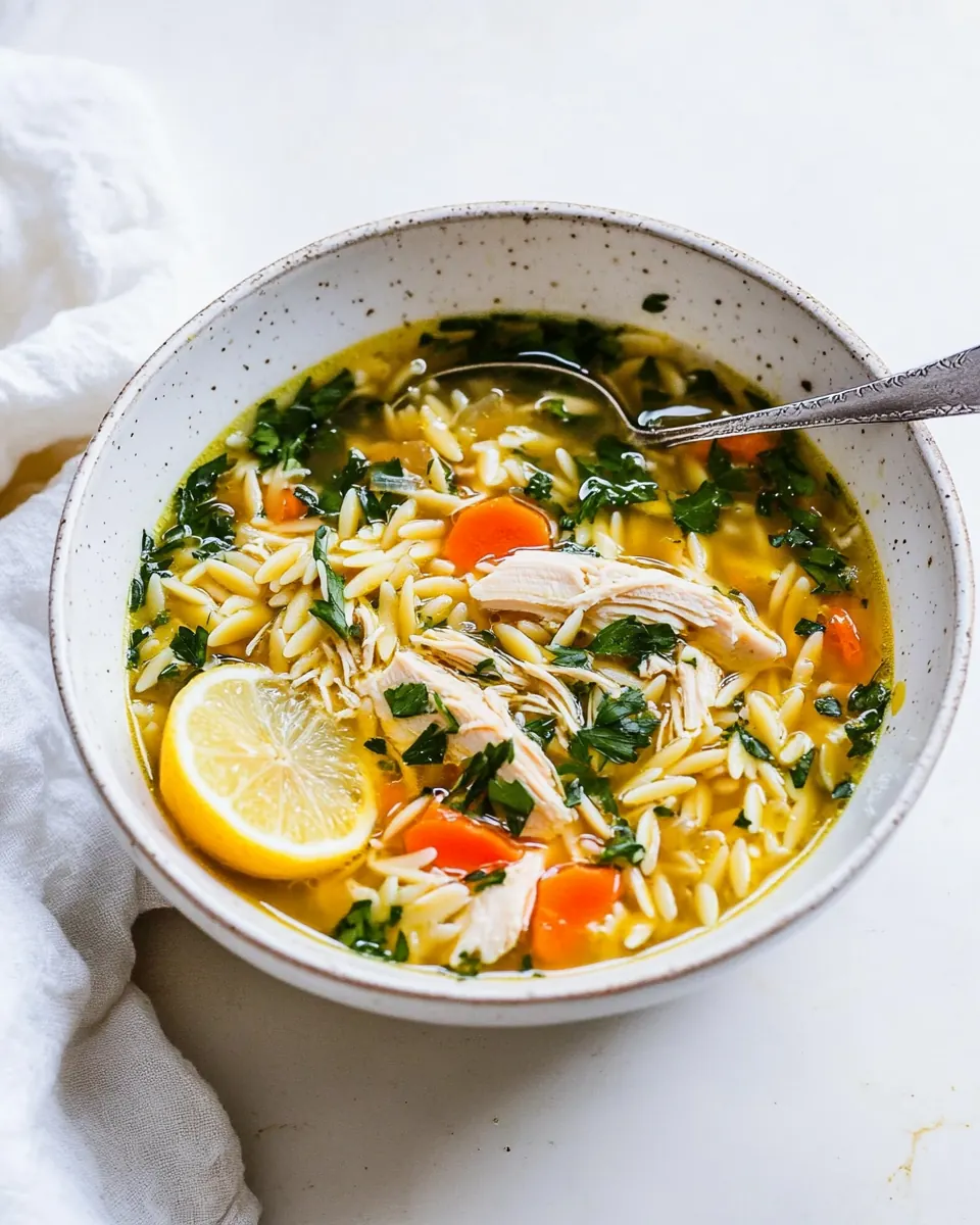 Lemon Chicken Orzo Soup