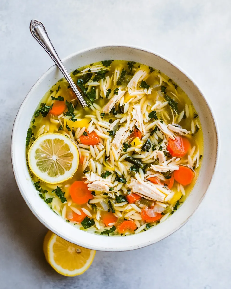 Lemon Chicken Orzo Soup