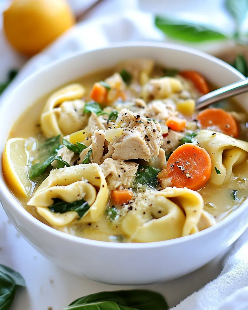 Lemon Chicken Tortellini Soup