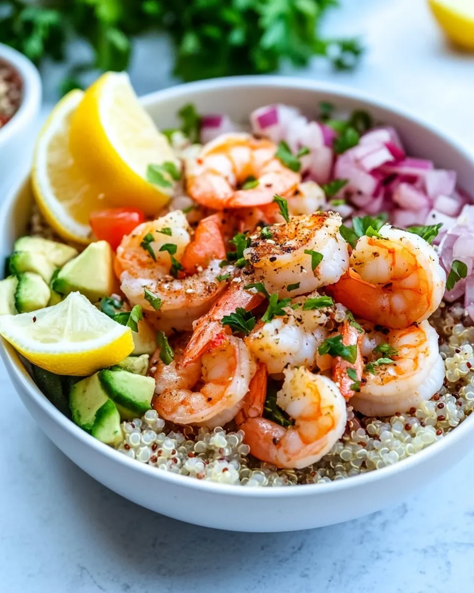 Lemon Chili Shrimp Quinoa Bowls