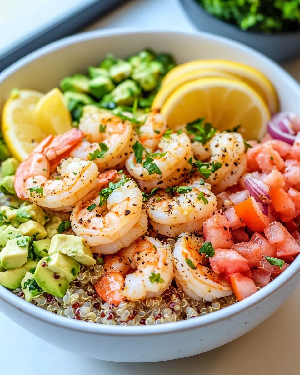 Lemon Chili Shrimp Quinoa Bowls