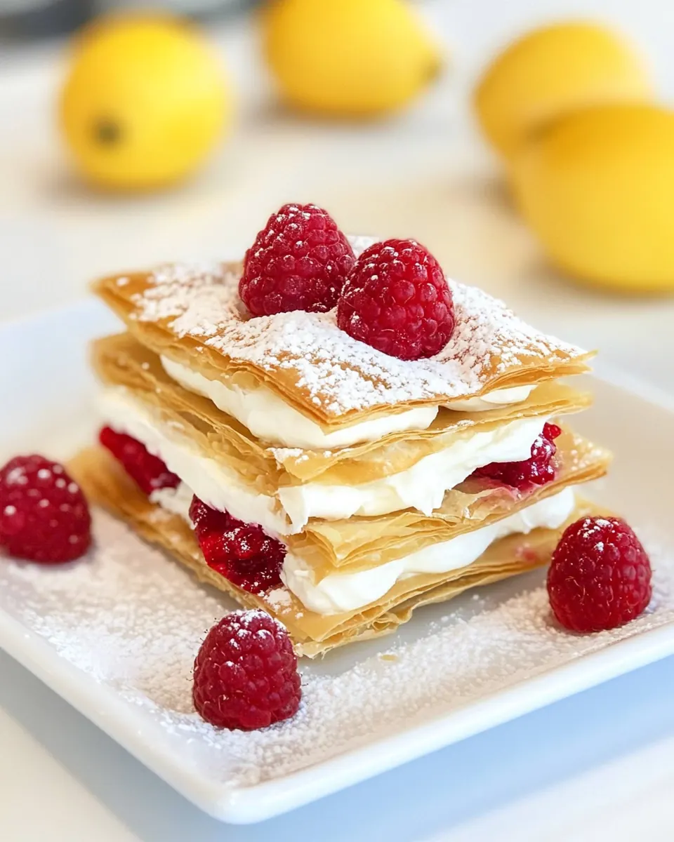 Lemon Cream and Raspberry Phyllo Napoleons