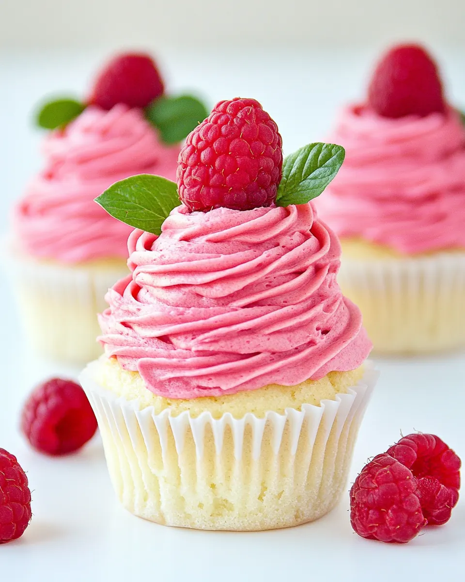 Lemon Cupcakes with Raspberry Buttercream