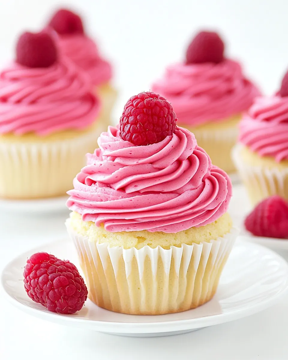 Lemon Cupcakes with Raspberry Buttercream