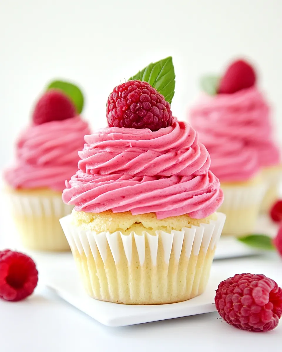 Lemon Cupcakes with Raspberry Buttercream