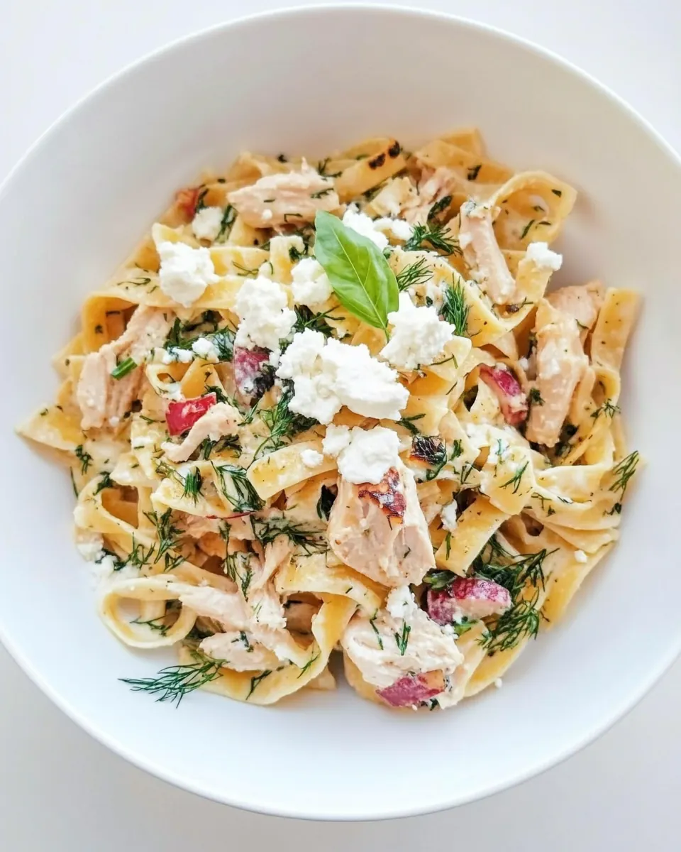 Lemon Dill Chicken Pasta with Goat Cheese