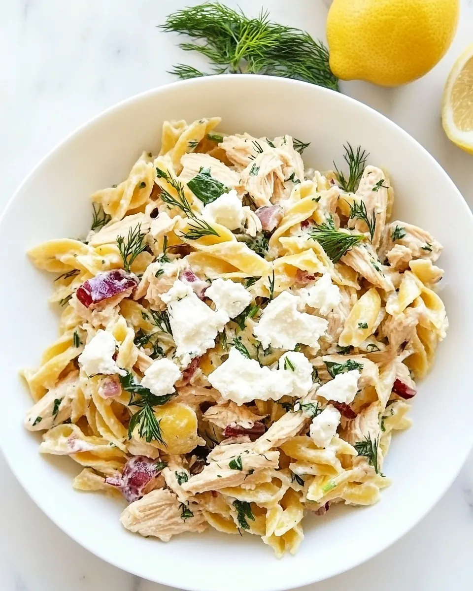 Lemon Dill Chicken Pasta with Goat Cheese