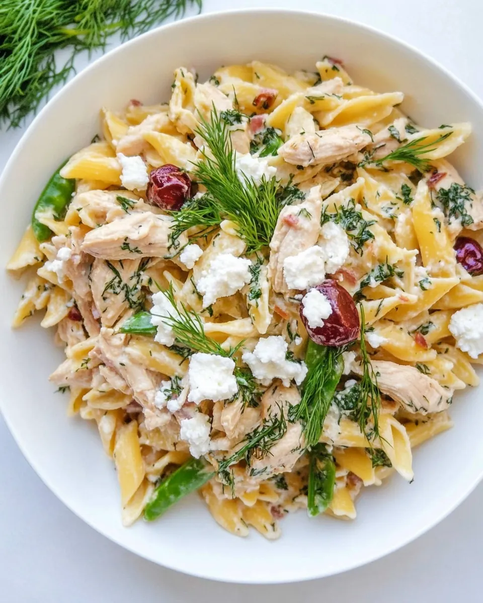 Lemon Dill Chicken Pasta with Goat Cheese