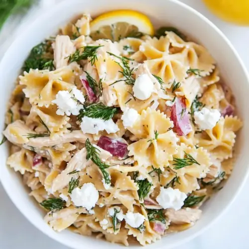 Lemon Dill Chicken Pasta with Goat Cheese