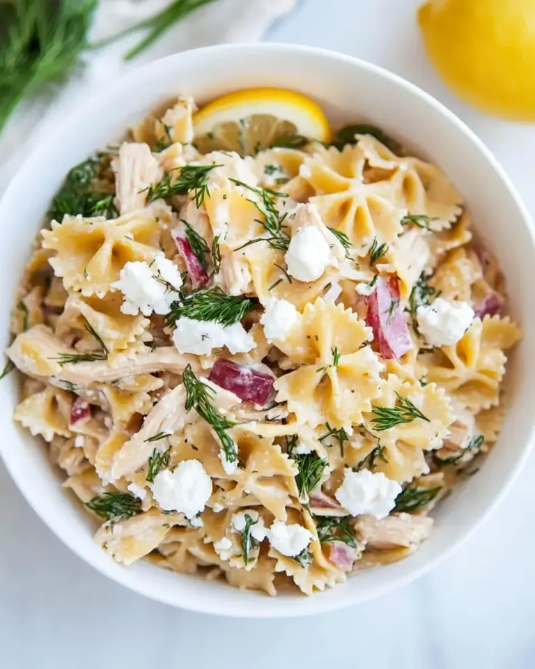 Lemon Dill Chicken Pasta with Goat Cheese