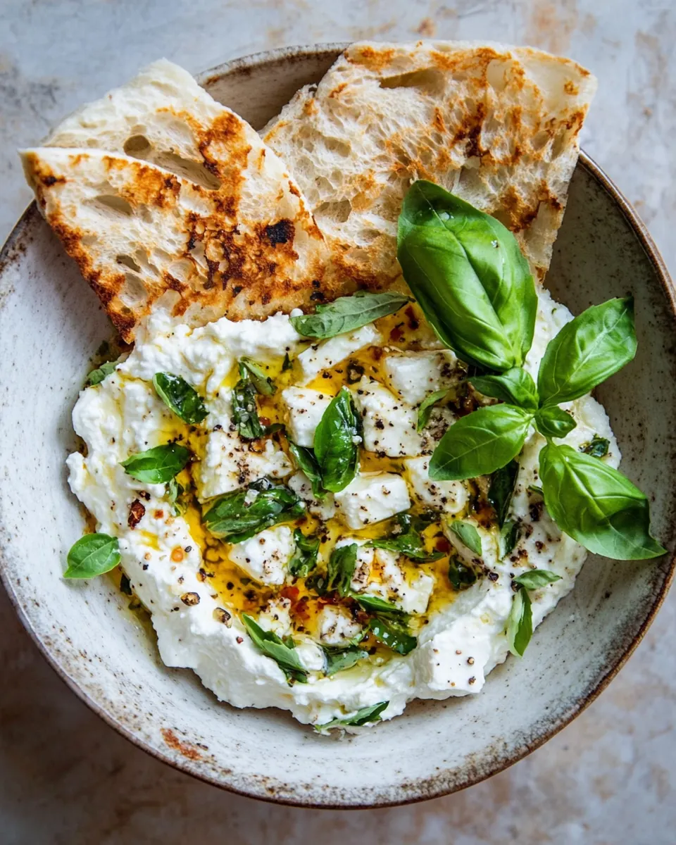 Lemon Feta Dip with Garlic Tomato Vinaigrette