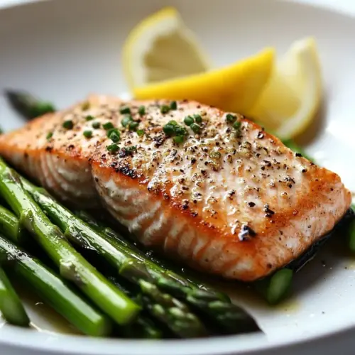 Lemon Garlic Pan Seared Salmon and Asparagus