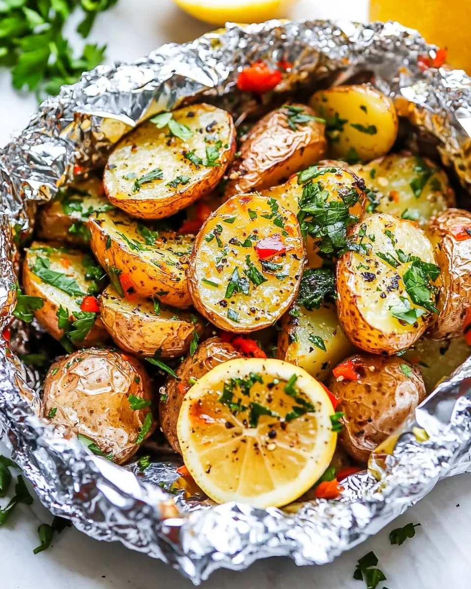 Lemon Parsley Foil Packet Potatoes