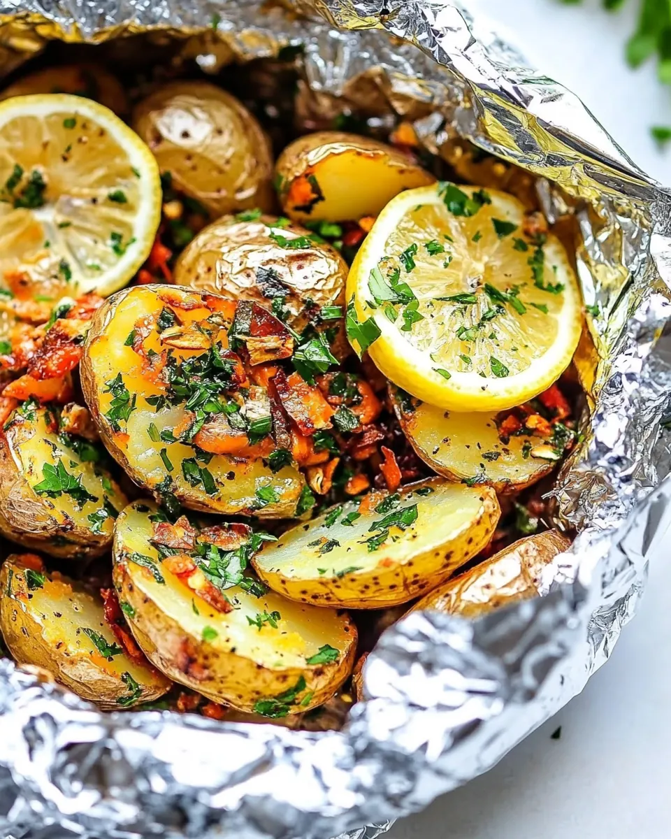 Lemon Parsley Foil Packet Potatoes