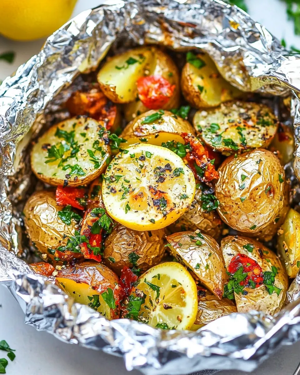 Lemon Parsley Foil Packet Potatoes