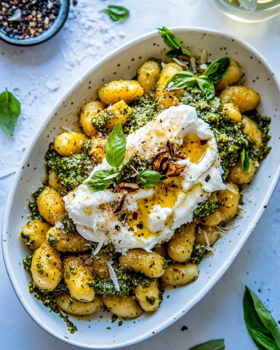 Lemon Pesto Burrata and Brown Butter Gnocchi