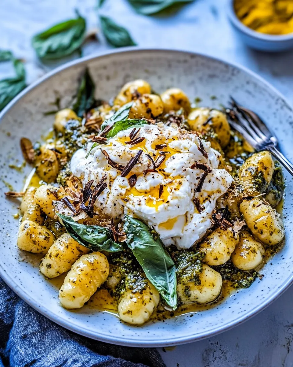 Lemon Pesto Burrata and Brown Butter Gnocchi