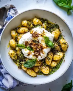 Lemon Pesto Burrata and Brown Butter Gnocchi