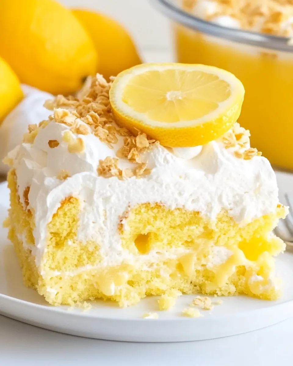 Lemon Pudding Poke Cake
