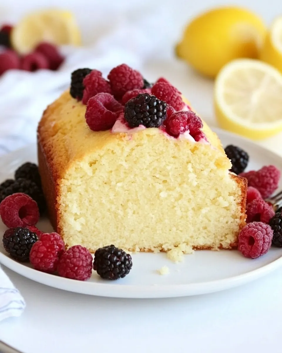 Lemon Ricotta Pound Cake with Berries