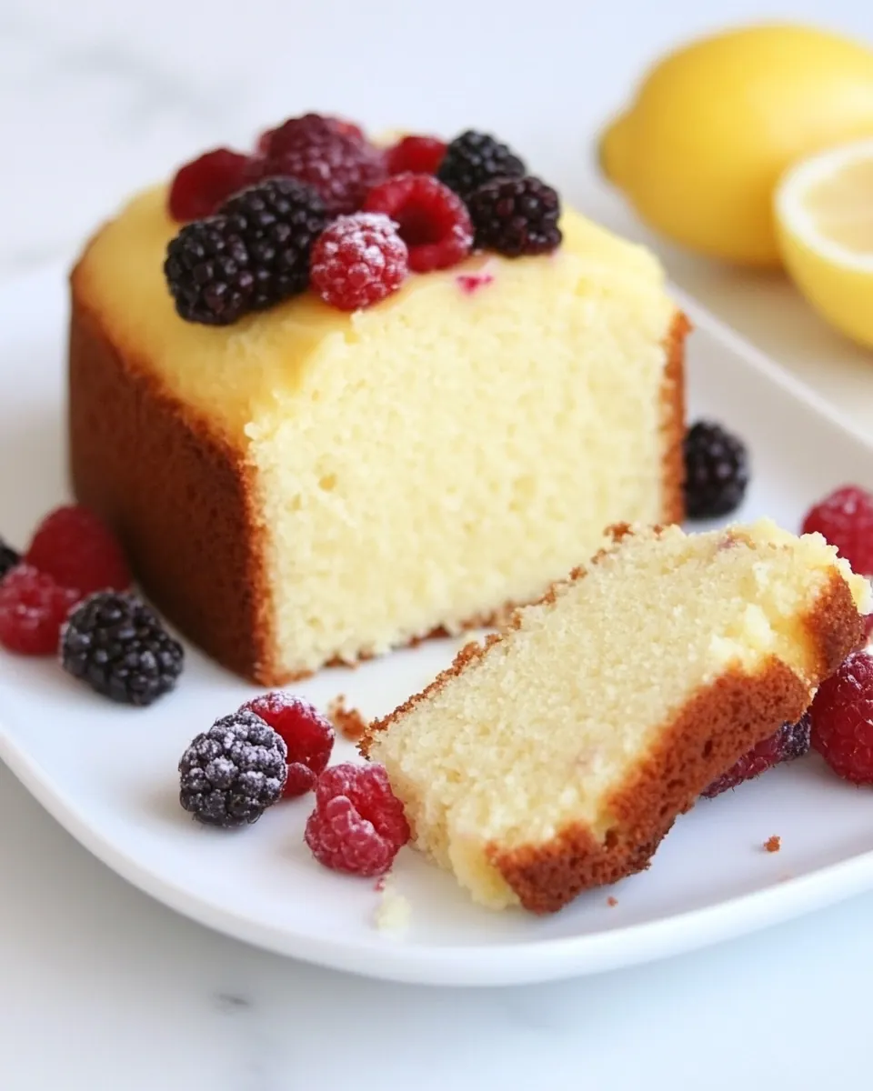 Lemon Ricotta Pound Cake with Berries